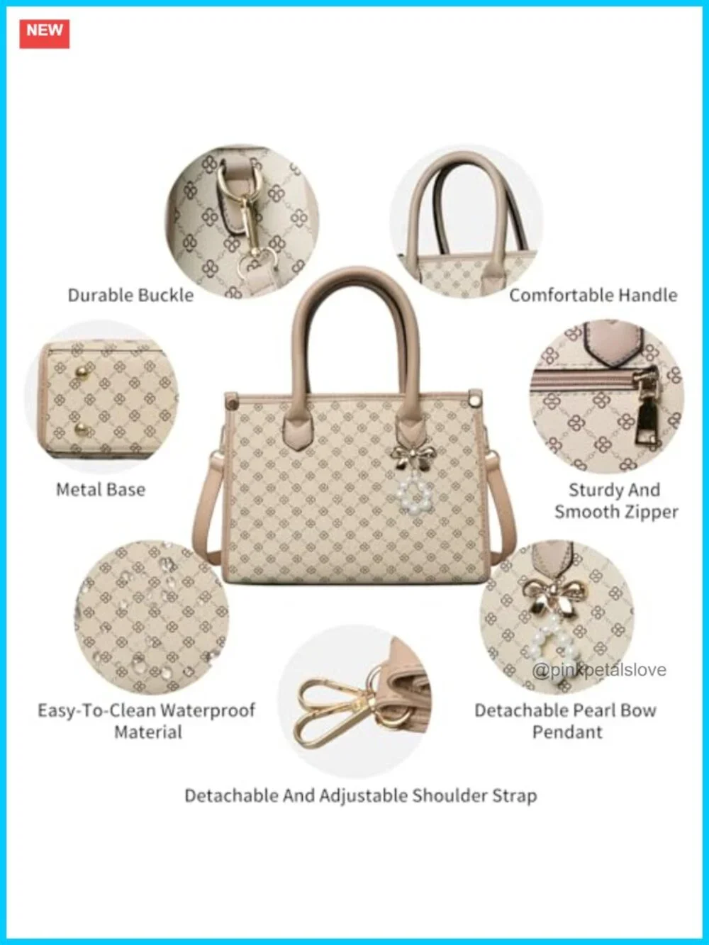 3-Piece PU Leather Satchel Purse Set with Adjustable Shoulder Strap